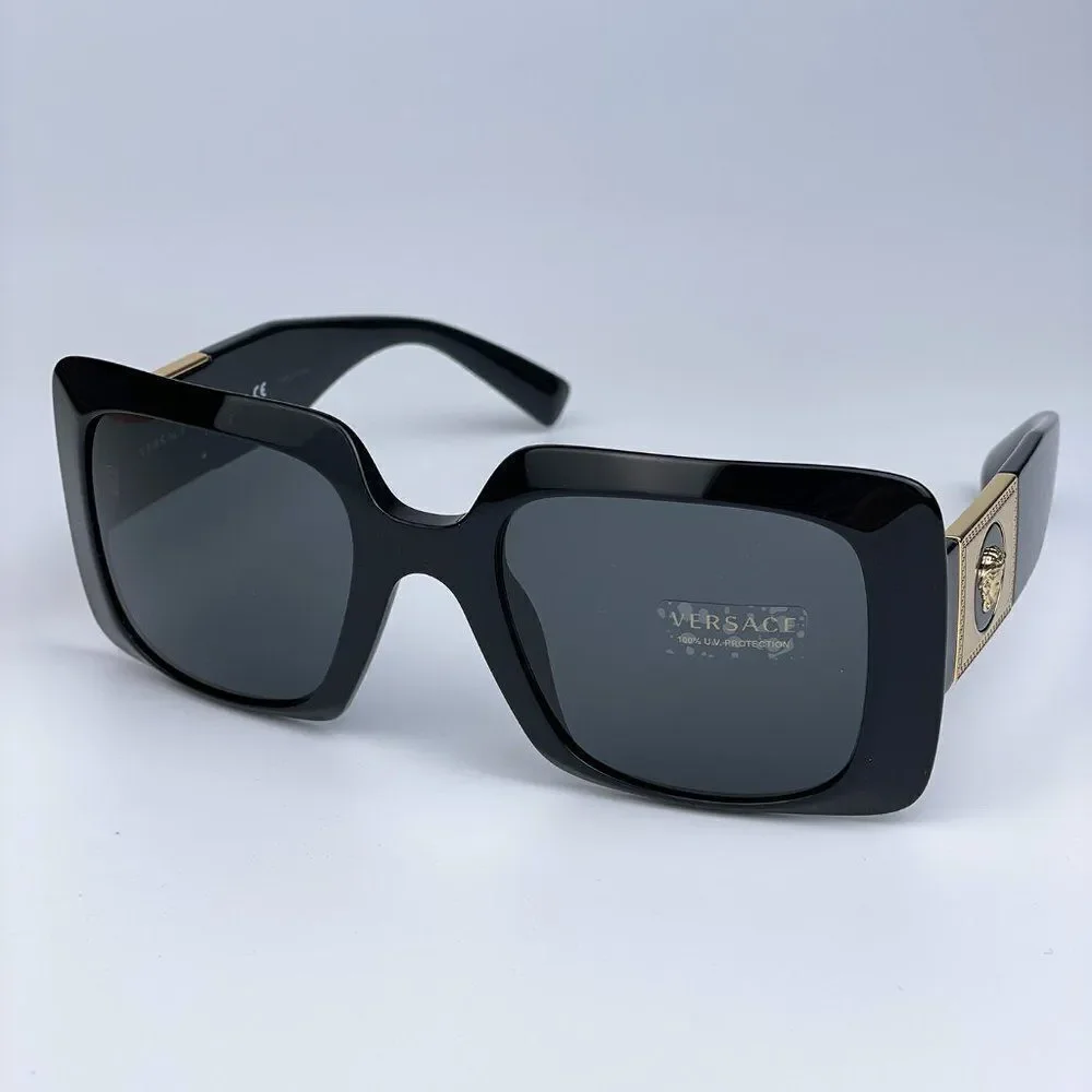 NEW Versace VE4405 GB1/87 Black Gray Square Women Sunglasses